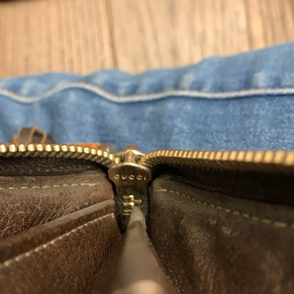 Authentic Gucci leather trim GG monogram bamboo tassel long wallet - Picture 4 of 7